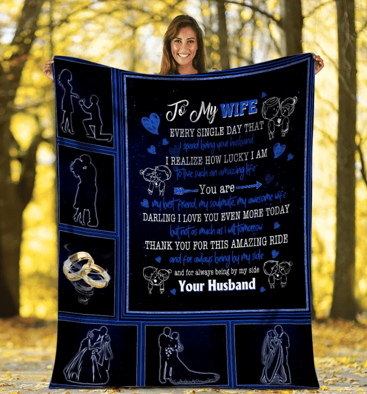 Personalized Blanket To My Wife Every Single Day That I Spend Being Your Husband, Gift For Wife Fleece Blanket - Spreadstores