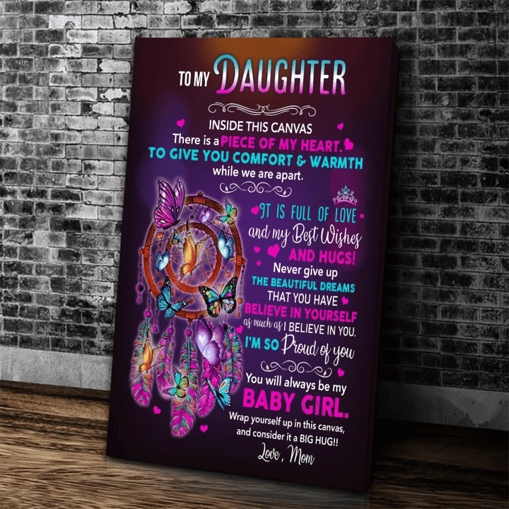 Personalized Daughter Canvas, To My Daughter There Is A Piece Of My Heart Dreamcatcher Canvas - Spreadstores