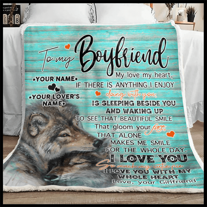 Personalized Boyfriend Blanket, Custom Name Blanket, To My Boyfriend My Love My Heart Sherpa Blanket - Spreadstores