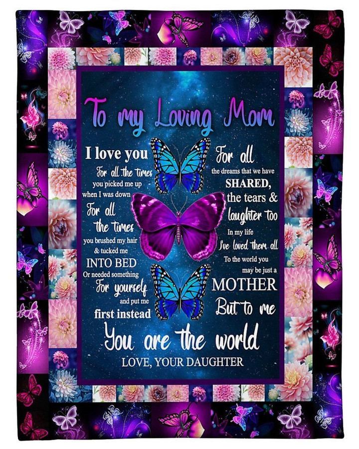 Personalized Blanket, Gifts For Mom, Mom Blanket, Mother's Day Gifts, To My Loving Mom I Love You Butterfly Fleece Blanket - Spreadstores