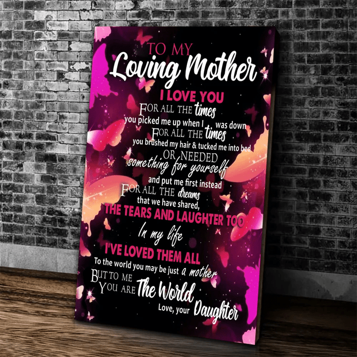Mom Canvas, Gifts For Mom, Mother's Day Gifts For Mom, Personalized To My Loving Mother I Love You Butterfly Canvas - Spreadstores