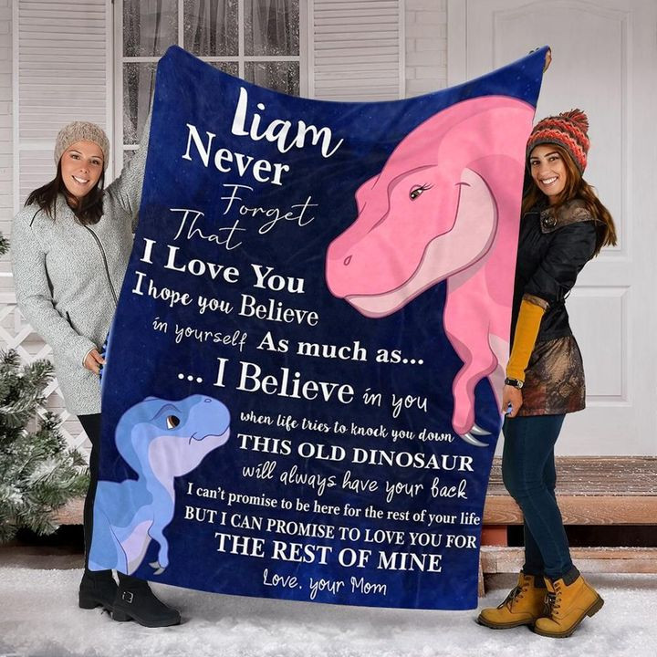 Custom Blanket Dinosaurs Personalized Name Fleece Blanket, Gift For Dinosaur Lover - spreadstores