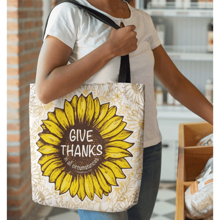Give thanks in all circumstances 1 Thessalonians 5:18 tote bag - Gossvibes
