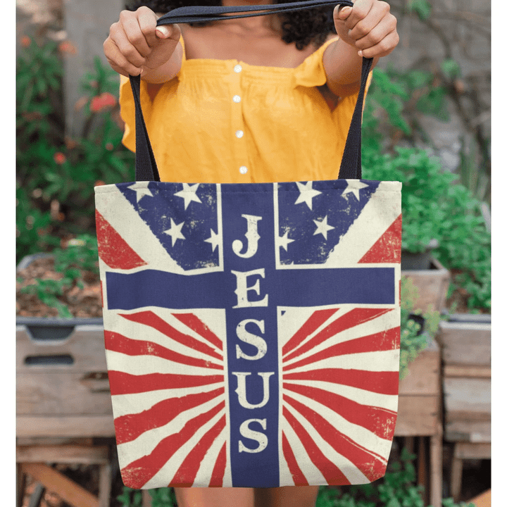 Jesus American Flag tote bag - Gossvibes