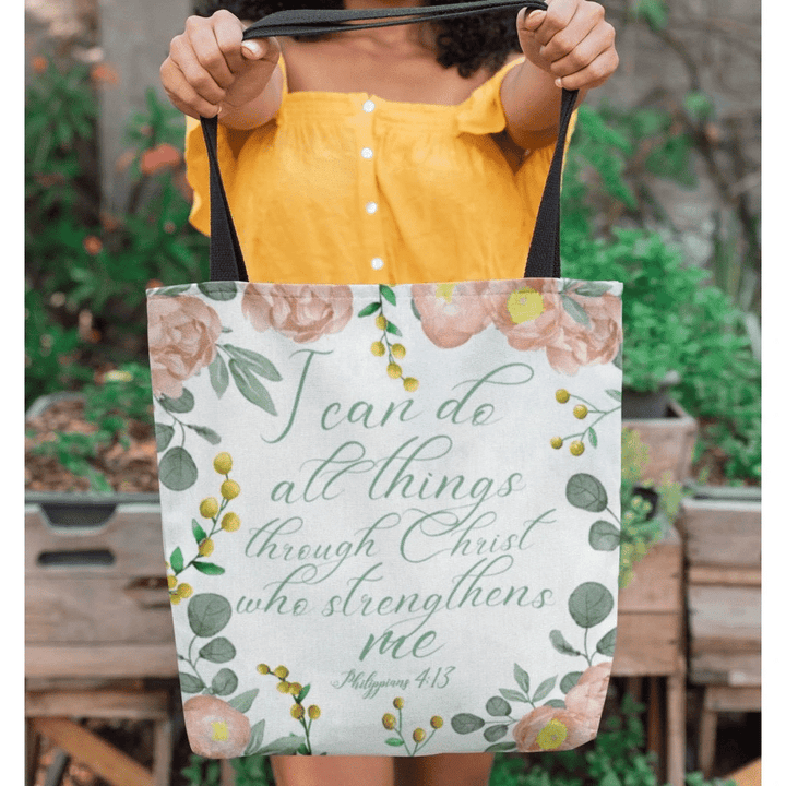 I can do all things through Christ who strengthens me. Philippians 4:13 NKJV tote bag - Gossvibes