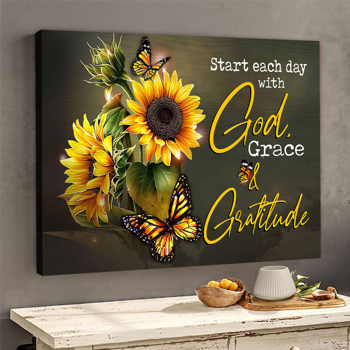 Canvas Butterfly - God, Grace and Gratitude Canvas Wall Art