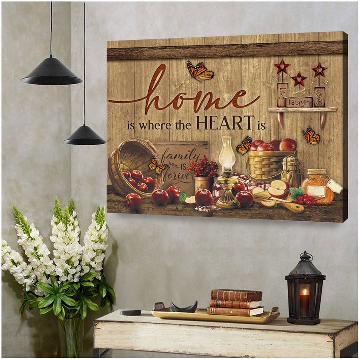 Kitchen Still Life Canvas Home Is Where The Heart Is Wall Art For Farmhouse Decor