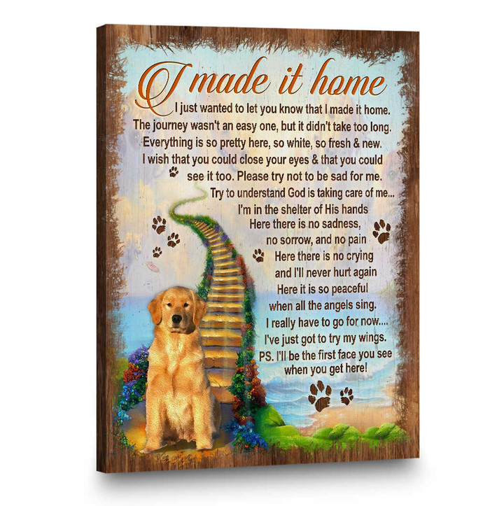 Custom Pet Photo Memorial, Custom Dog Wall Art, Personalized Dog Canvas, I Made It Home Gift For Loss of Pet - Personalized Sympathy Gifts - Spreadstore