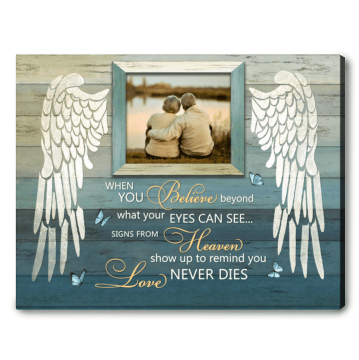 In Memorial Gifts Beautiful Angel Wings Personalized Canvas Print Spreadstore - Personalized Sympathy Gifts