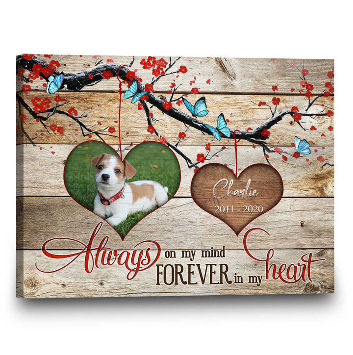 Personalized Dog Canvas | Dog Memorial Gift | Always On My Mind Forever In My Heart Wall Art - Personalized Sympathy Gifts - Spreadstore