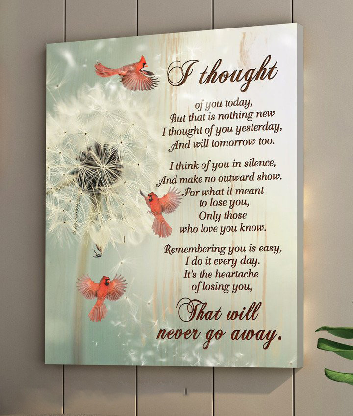 Spreadstore Cardinal Dandelion Sympathy Memorial Canvas Wall Art I thought of you today - Personalized Sympathy Gifts - Spreadstore
