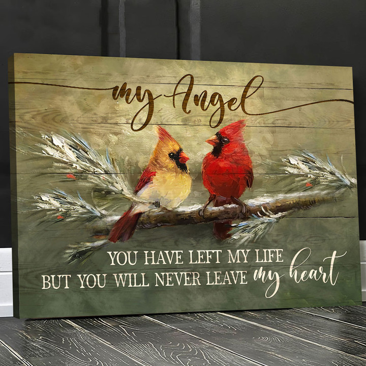 Cardinal painting, You will never leave my heart -Canvas Prints, Wall Art