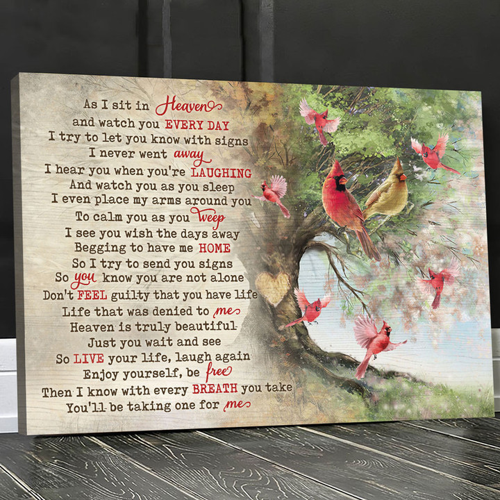 Cardinal painting, A poem from heaven, As I sit in heaven - Canvas Prints, Wall Art