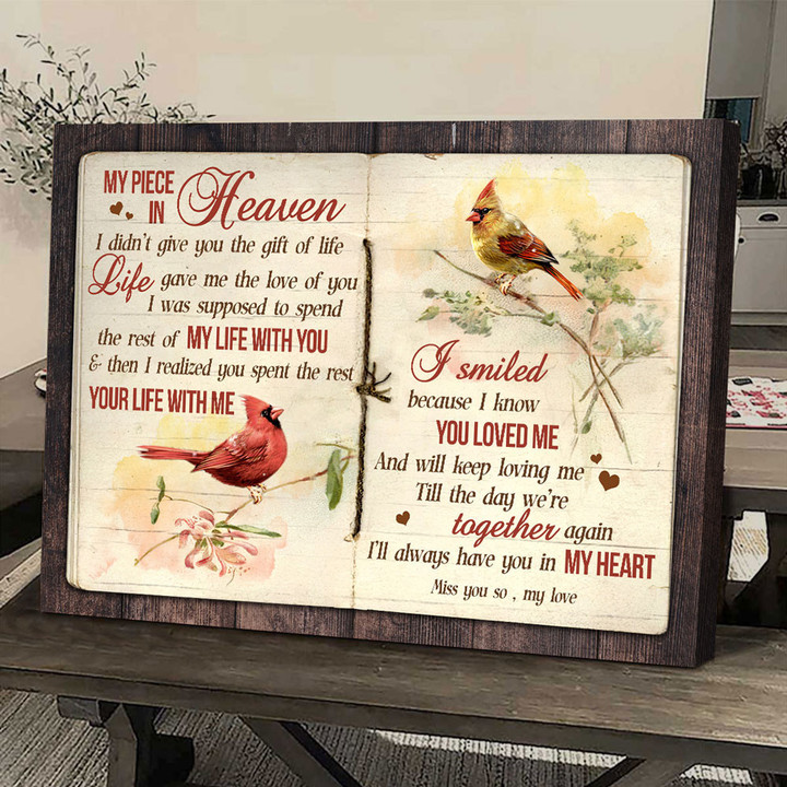 Cardinal couple, The old notebook, I smiled because I know you loved me - Canvas Prints, Wall Art