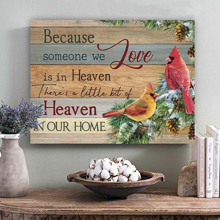 Cardinal couple, There's a little bit of heaven in our home - Canvas Prints, Wall Art