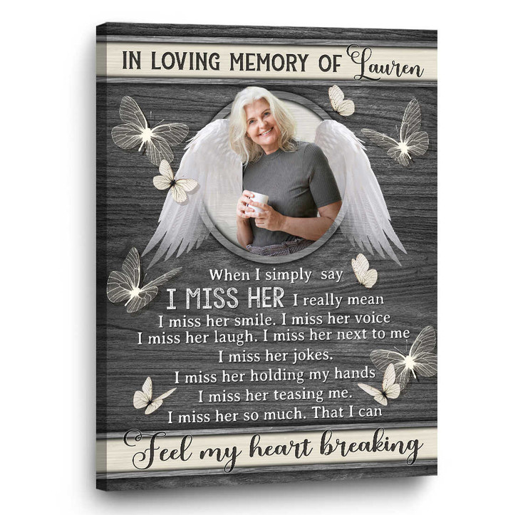 Photo Memory Gift, Remembrance Gift, Bereavement Gift For Loss of Mother, I Miss Her Canvas - Personalized Sympathy Gifts - Spreadstore