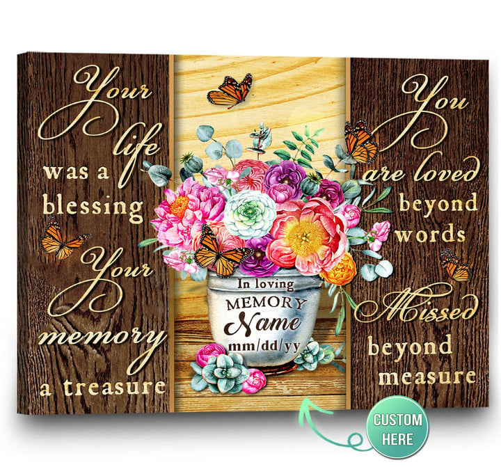 Spread Store Personalized Sympathy Wall Art Canvas Your life was a blessing - Personalized Sympathy Gifts - Spreadstore