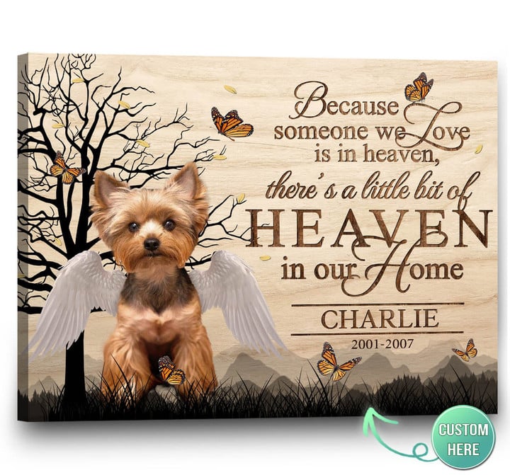 Pet Memorial Gifts | Personalized Memorial Canvas Because Someone We Love Is In Heaven - Personalized Sympathy Gifts - Spreadstore