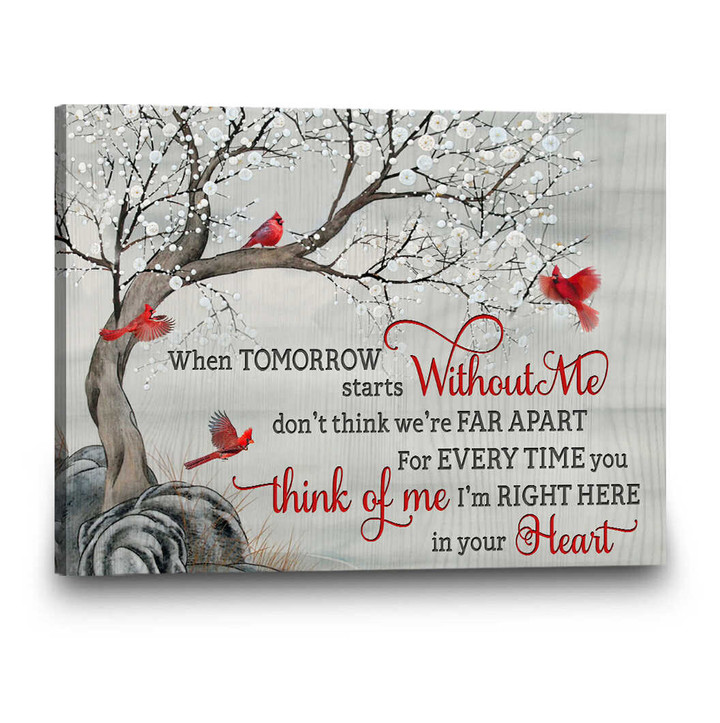 Cardinal Canvas Wall Art Unique Memorial Gift Ideas I'm Right Here In Your Heart - Personalized Sympathy Gifts - Spreadstore