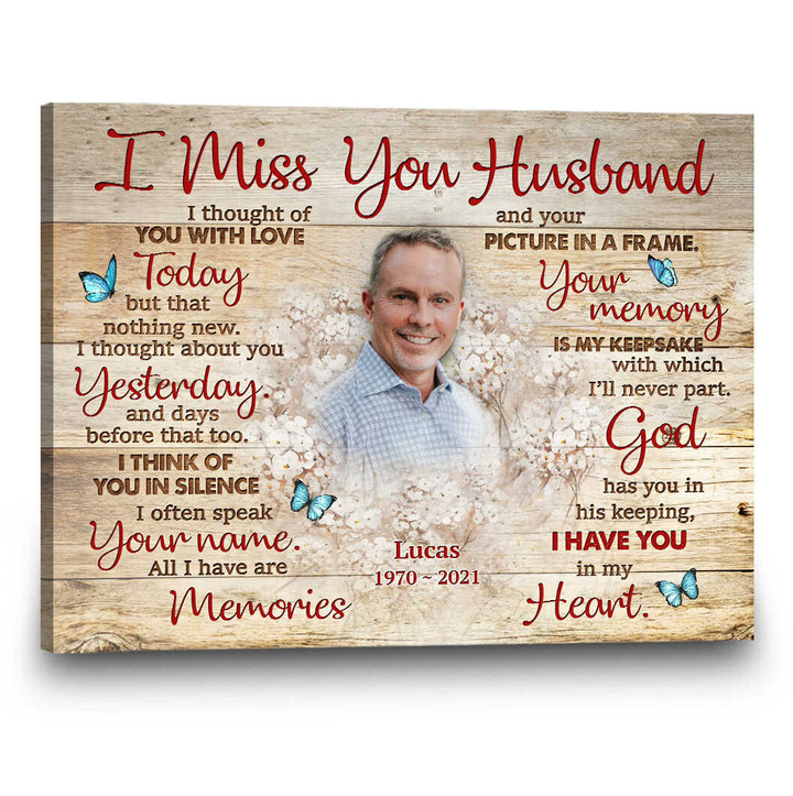 Sympathy Gift For Loss Of Husband, Loss Of Husband Remembrance Gift Custom Canvas - Personalized Sympathy Gifts - Spreadstore
