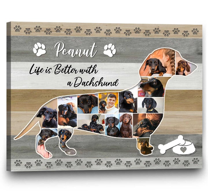 Dachshund Dog Photo Collage, Custom Dog Canvas Art, Personalized Gift For Dog Lovers - Personalized Sympathy Gifts - Spreadstore