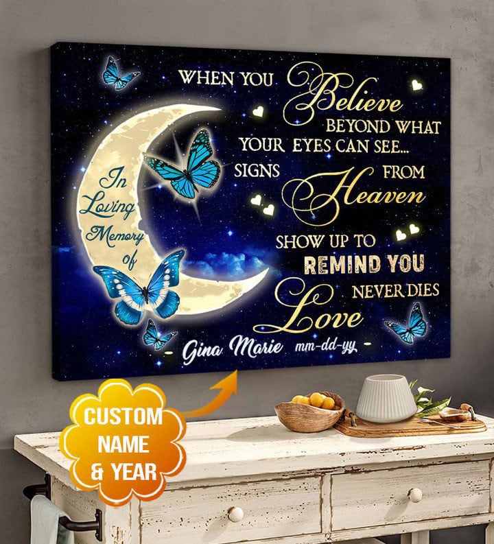 Spread Store Personalized Canvas In loving memory when you believe beyond what your eyes can see - Personalized Sympathy Gifts - Spreadstore