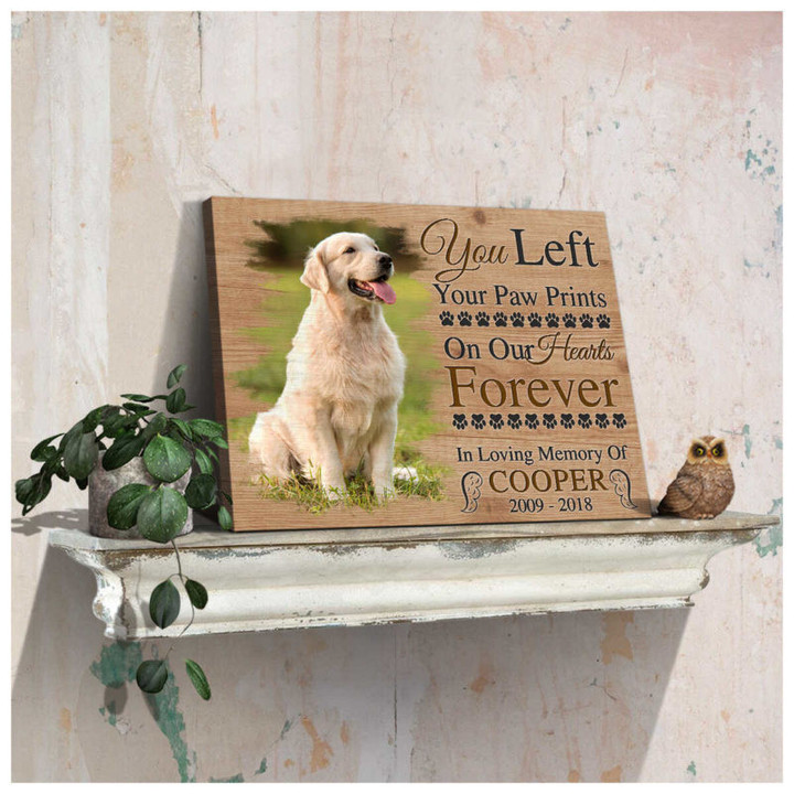 Custom Canvas Prints Personalized Memorial Pet Photo You Left Your Paw Prints On Our Hearts Forever Ohcanvas - Personalized Dog Sympathy - Spreadstores