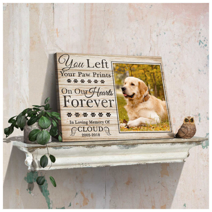 Custom Canvas Prints Personalized Memorial Pet Photo You left your paw prints Ohcanvas - Personalized Dog Sympathy - Spreadstores