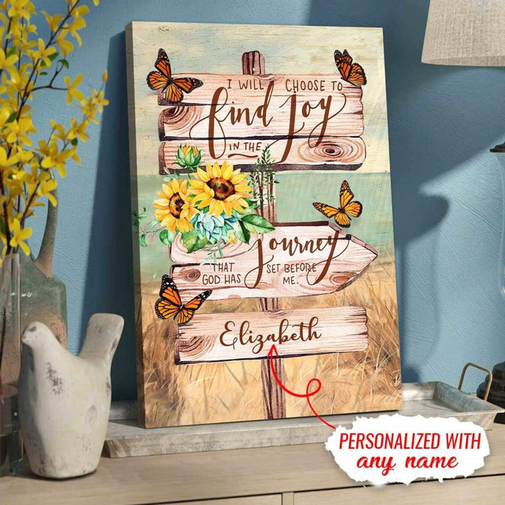 Personalized Christian gifts: I will choose to find joy in the journey Custom canvas print