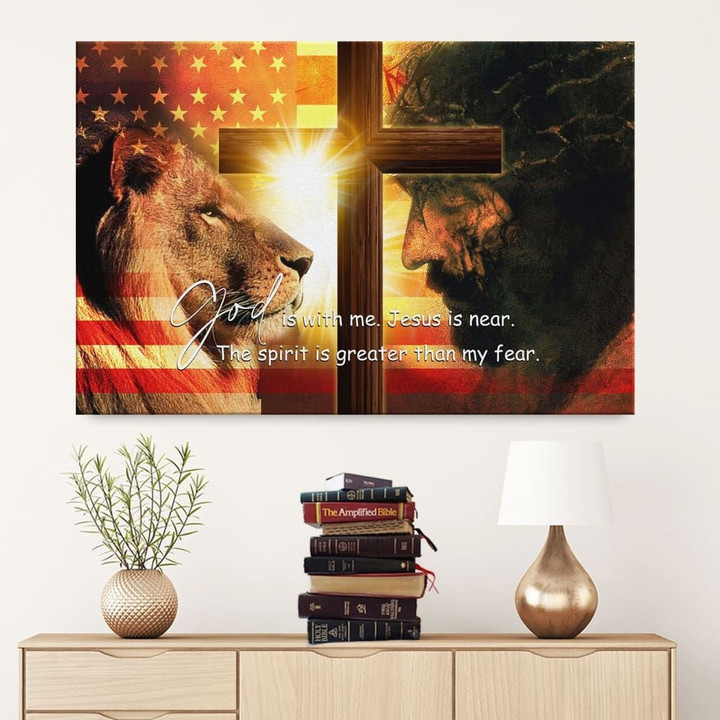 God is with me Jesus is near canvas - Christian wall art