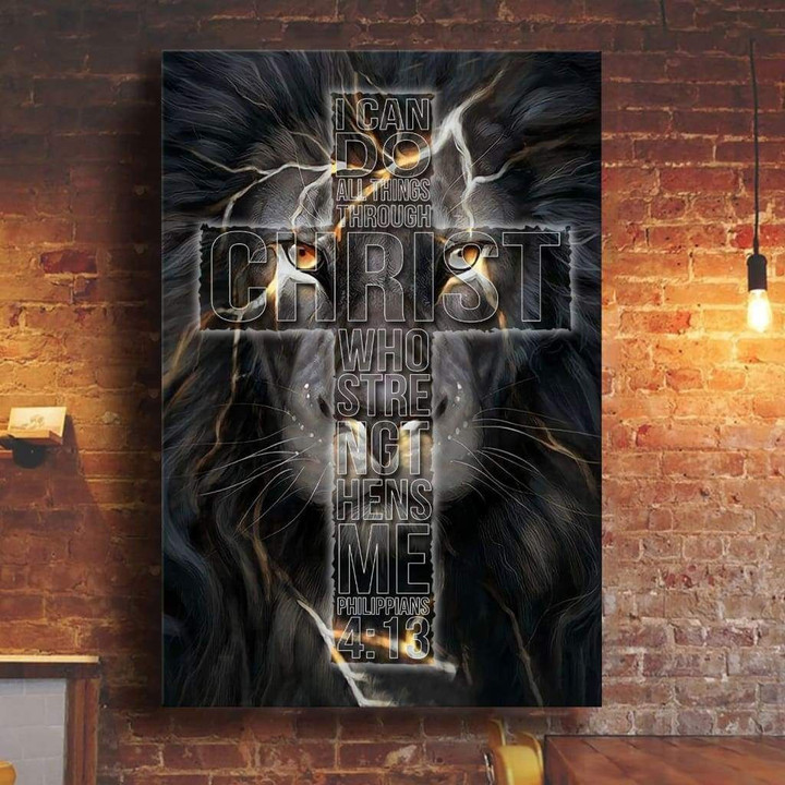 Jesus Lion I can do all things through Christ Christian Wall art canvas