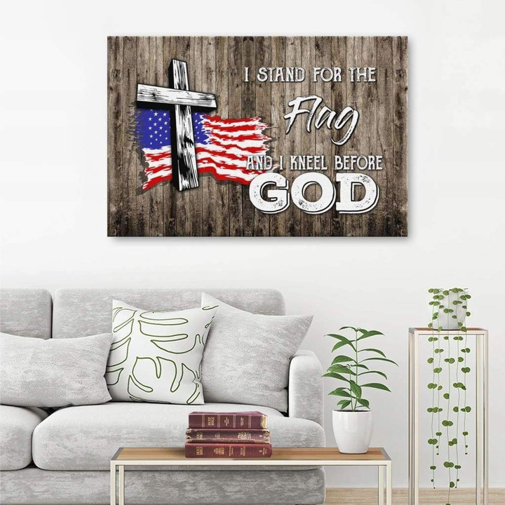 Christian wall art: I stand for the flag and I kneel before God canvas print