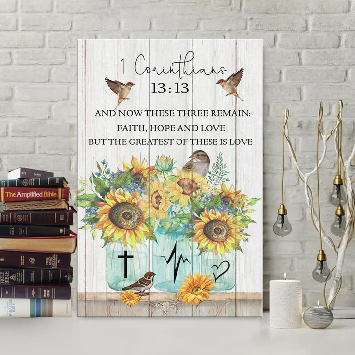 The greatest of these is Love 1 Corinthians 13:13 Bible verse wall art canvas