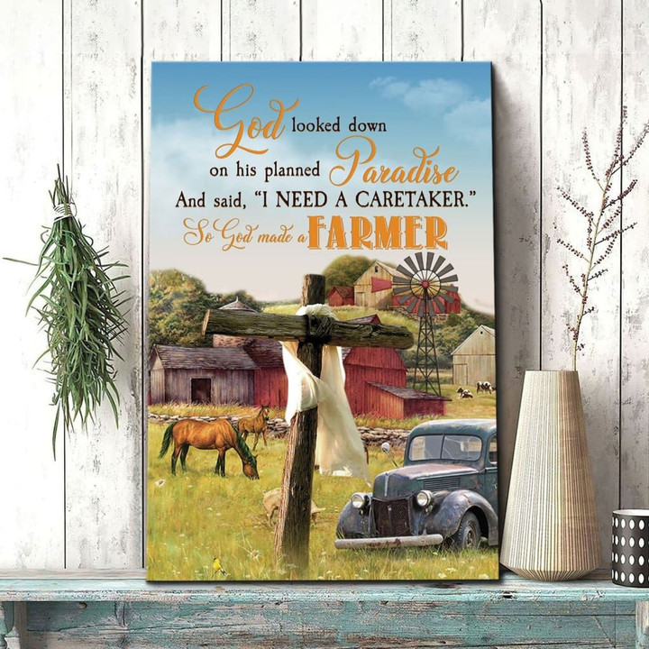 Farmhouse style wall art: So God made a farmer canvas print