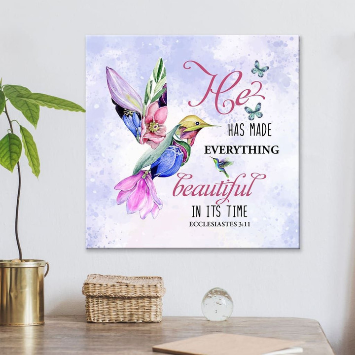 He has made everything beautiful in its time hummingbird wall art canvas