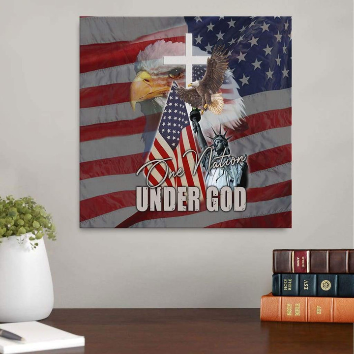 One nation under God American flag canvas wall art
