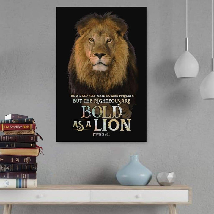 Lion of Judah canvas, Proverbs 28:1 KJV wall art decor