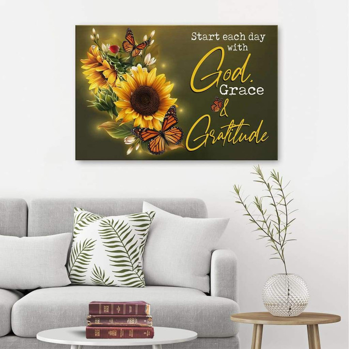 Start each day with God canvas wall art