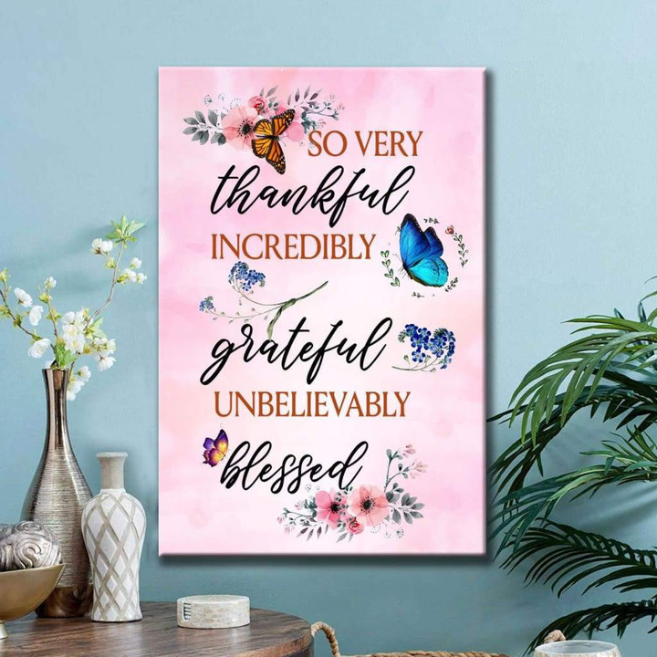 Grateful thankful blessed wall art canvas, blessed wall decor