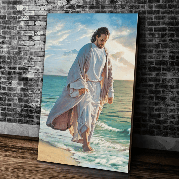 Jesus Christ Walking On The Beach, Christian Home Wall Decor, Gift For Easter's Day, Christian Canvas - Spreadstores