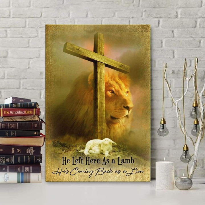Jesus as lion and lamb canvas wall art