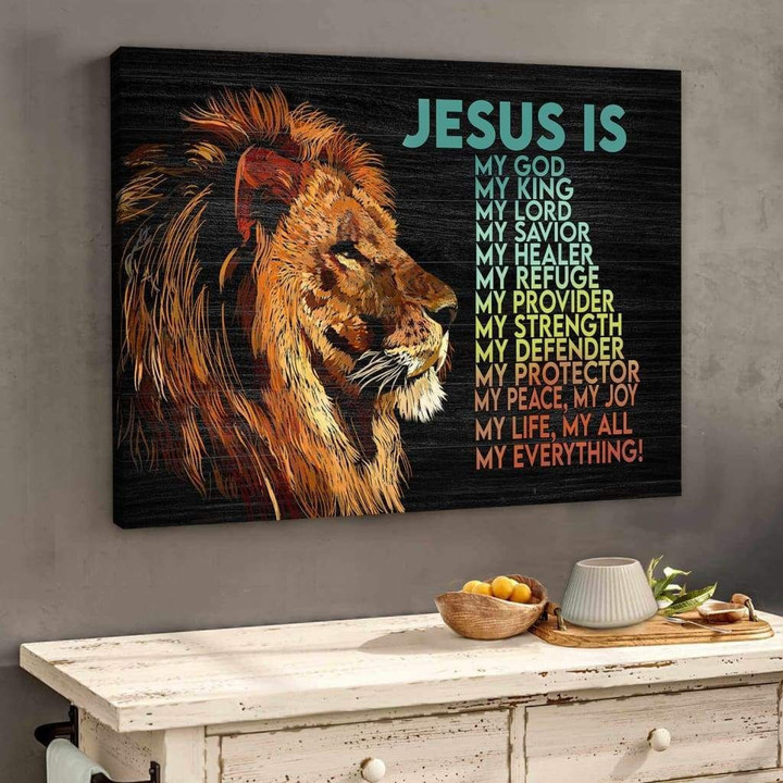 Jesus Lion my God my Ling my Lord my Savior Christian wall art canvas