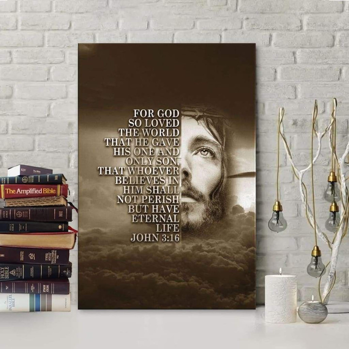 Scripture wall art: For God so loved the world John 3:16 wall art canvas