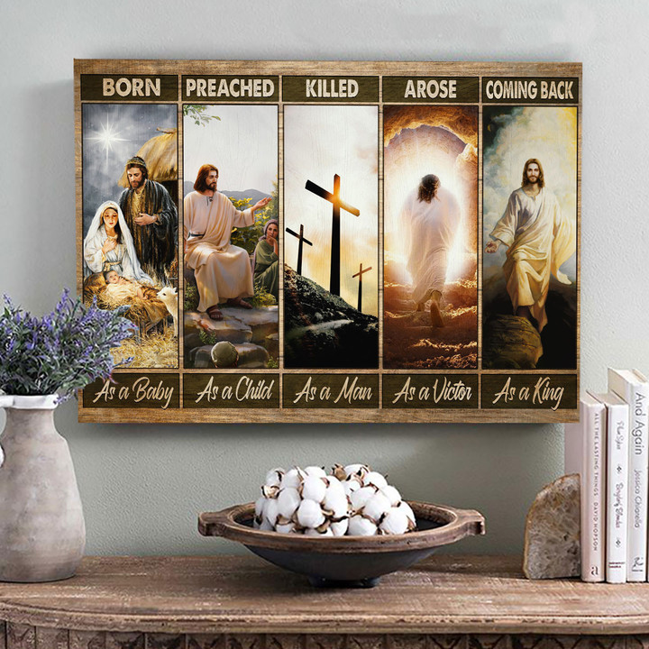 Jesus painting, The life of Jesus, He comes back as a king - Jesus Landscape Christian Canvas, Bible Canvas, Jesus Canvas Wall Art Ready To Hang Prints, Wall Art