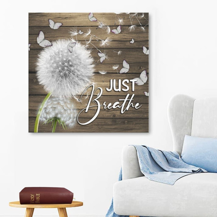 (Brown) Just breathe canvas wall art