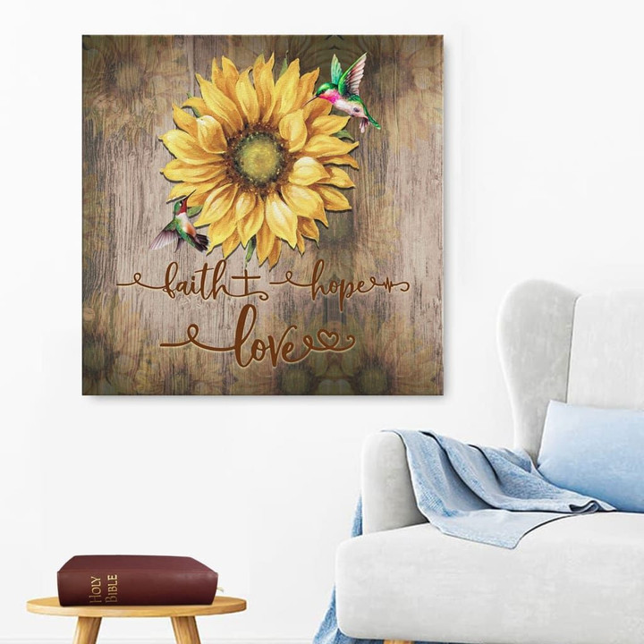 Faith Hope Love Sunflowers canvas wall art