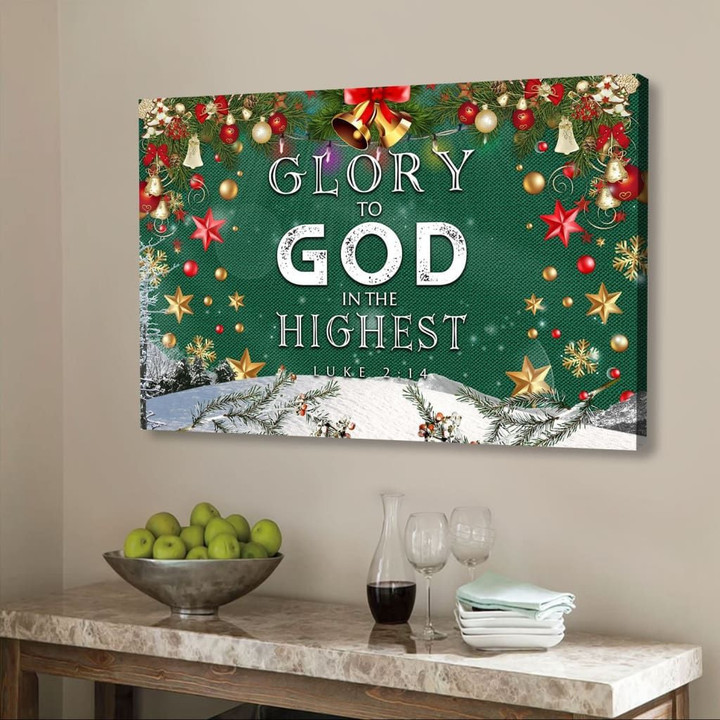 Christmas wall art: Glory to God in the highest Luke 2:14 canvas print