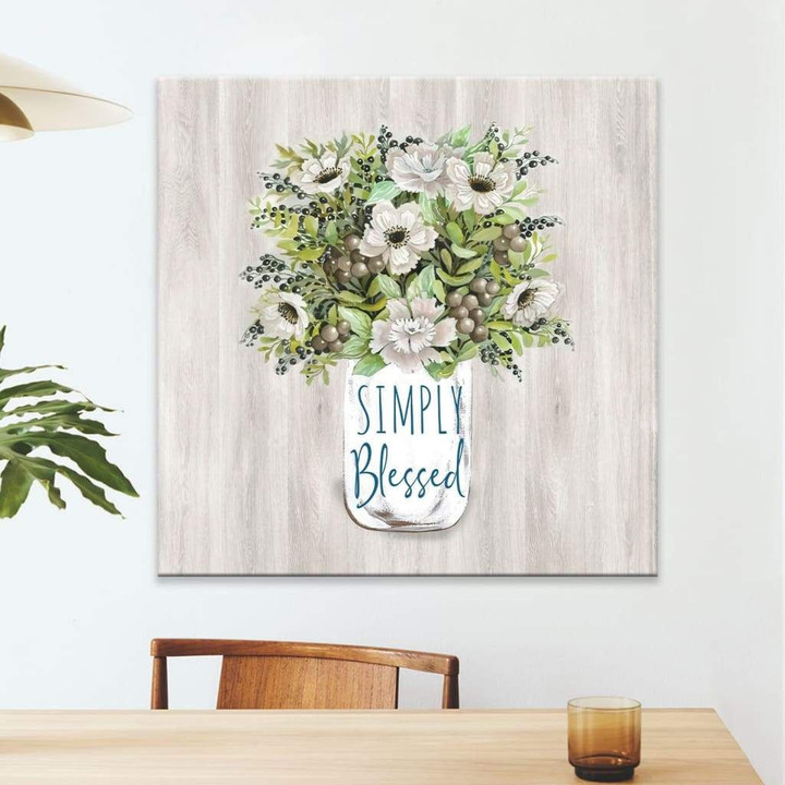 Christian wall art: Floral Simply blessed wall art canvas