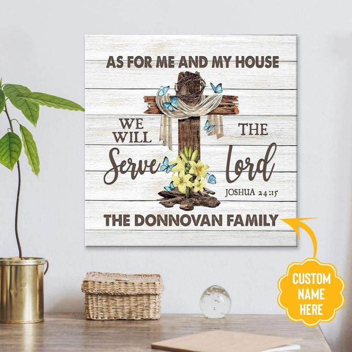As for me and my house custom family name wall art canvas