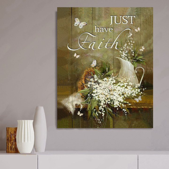 Gossvibe Jesus - Baby flower - Just have faith - Portrait Christian Canvas, Bible Canvas, Jesus Canvas Wall Art Ready To Hang Print - Wall Art